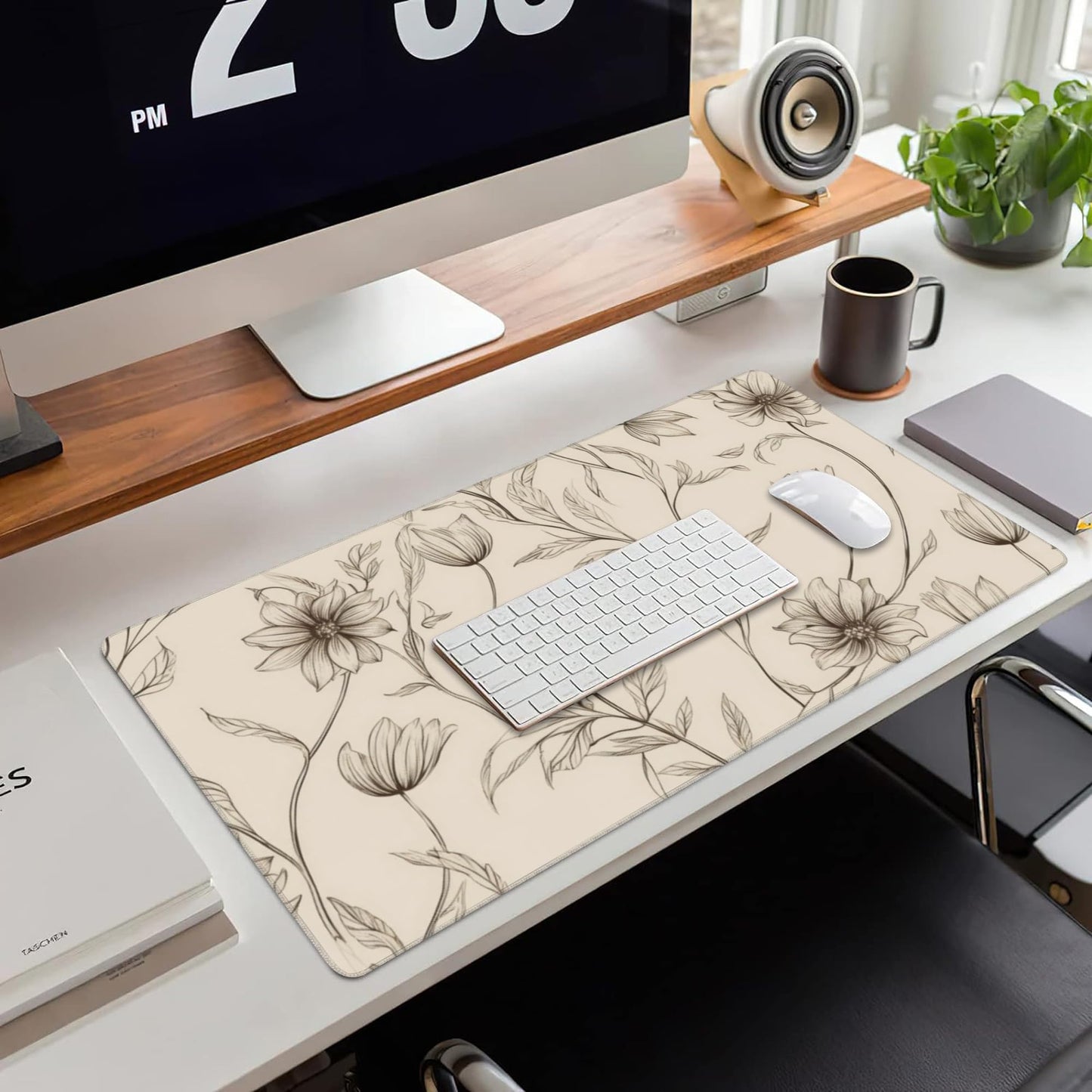 XXL Mouse Pad,Minimalist Flowers Large Gaming Mouse Pad,Abstract line Floral Desk Mat for
