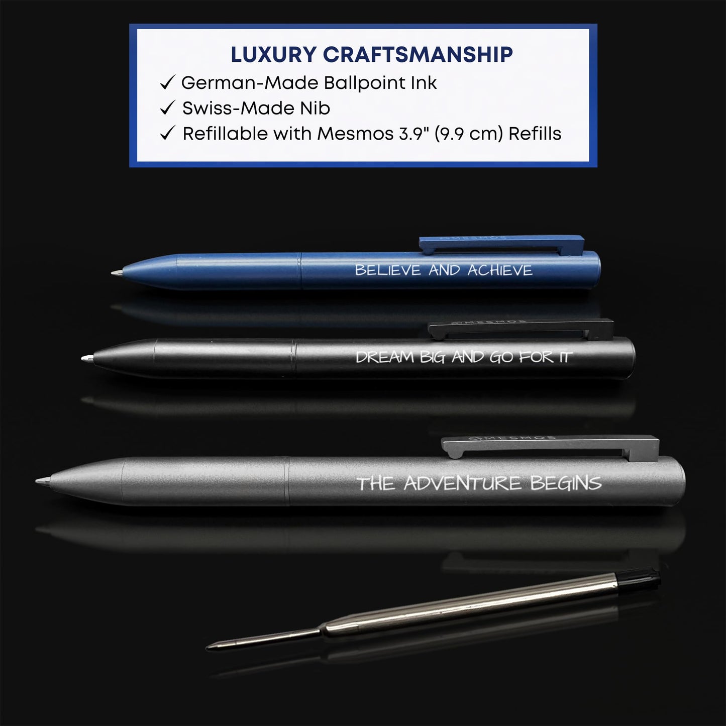 MESMOS Graduation Gift for Him 2026, 3pc Luxury Pen Set, German Ink & Swiss Nib, College and High