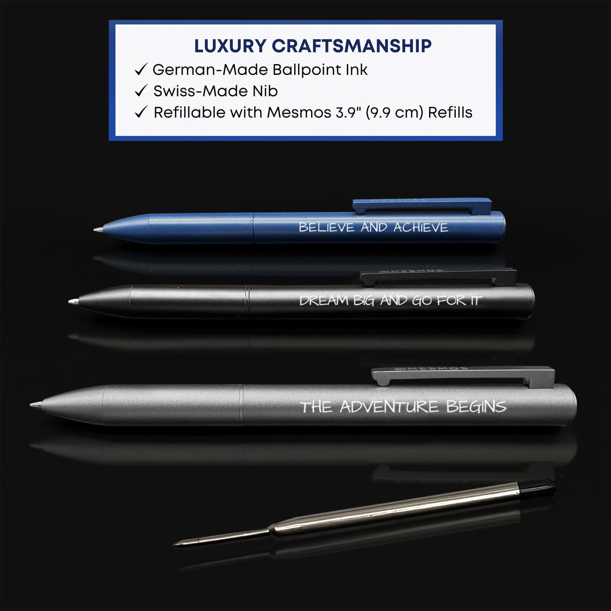 MESMOS Graduation Gift for Him 2026, 3pc Luxury Pen Set, German Ink & Swiss Nib, College and High