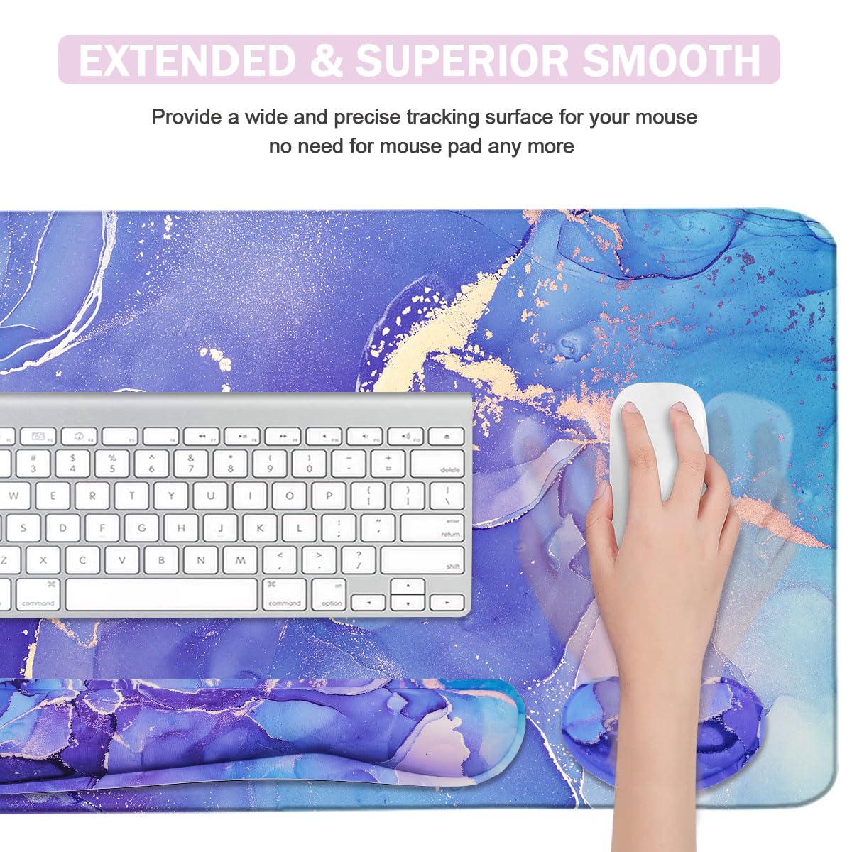 4-in-1 Large Mouse Pad, Keyboard Wrist Rest Pad & Wrist Support Mousepad Set, Extended Desk Pad