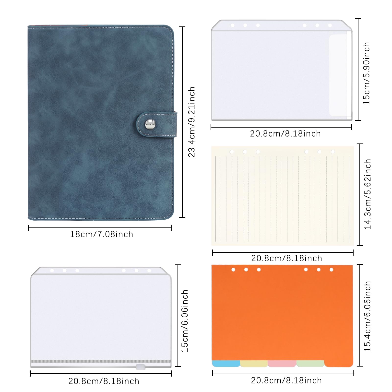 FYY A5 Binder 6 Ring - Refillable Planner Notebook 5x8, Navy