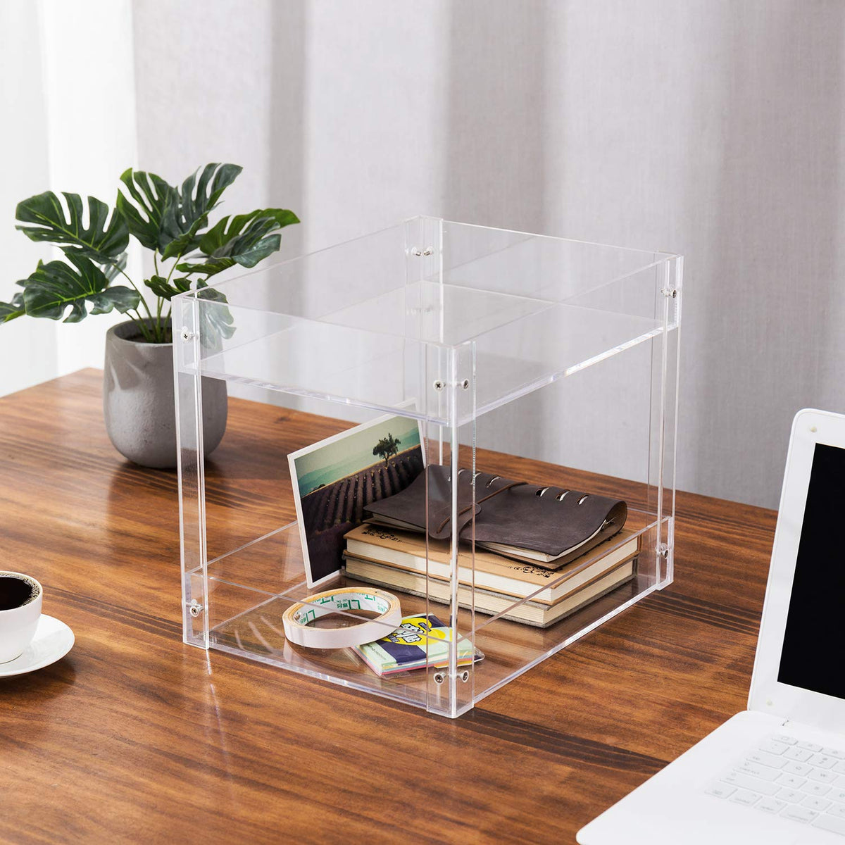 MyGift 2-Tier Premium Clear Acrylic Desk Letter Tray Organizer, A4 Size 2 Tier Document Organizer