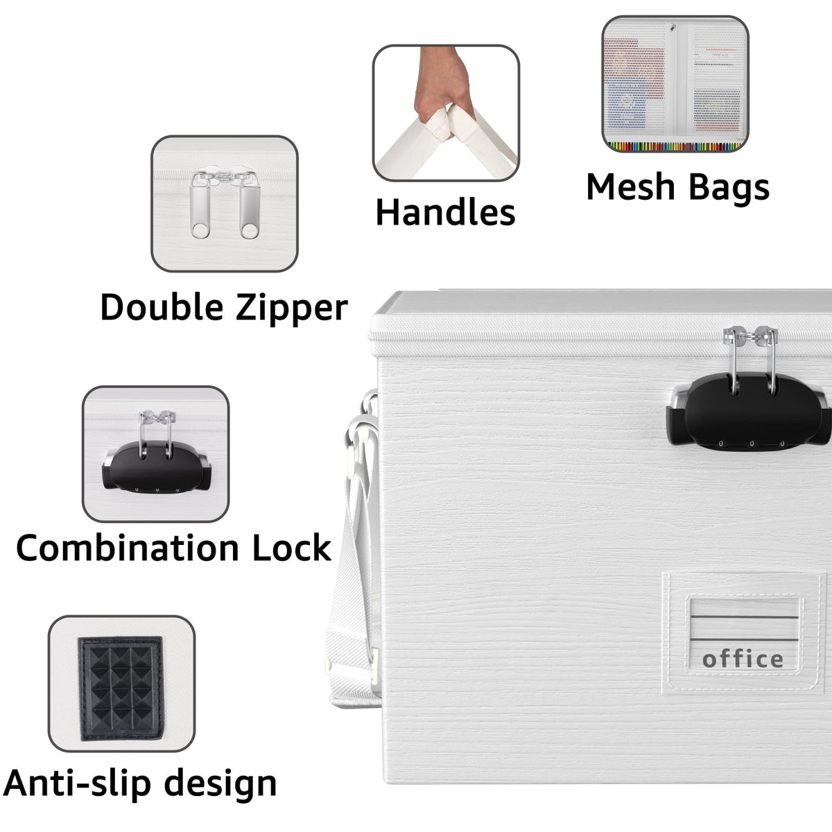 ROSONG Fireproof Document Box File Organizer - Waterproof Locking Filing Portable Storage Box with