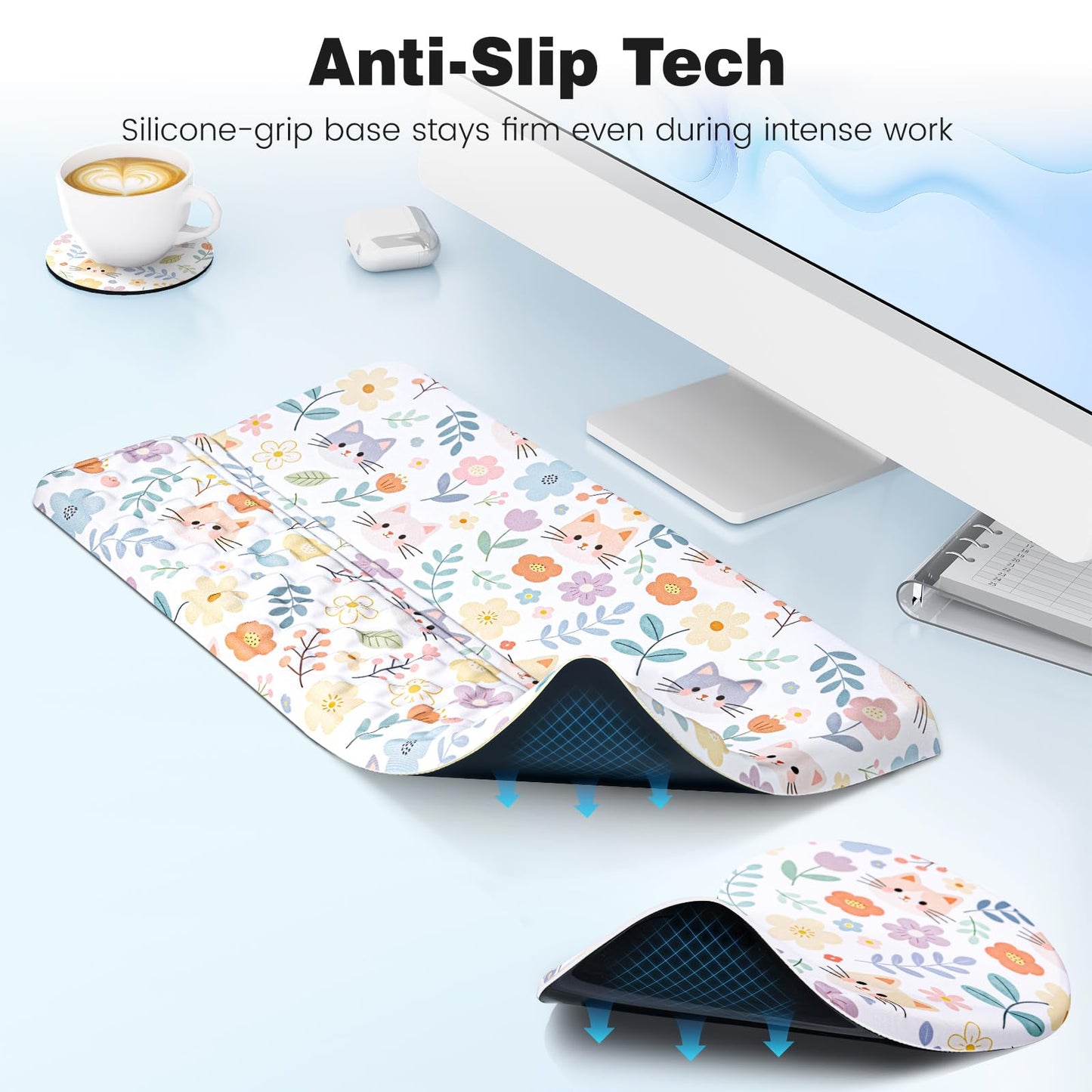 Ospelelf Keyboard Wrist Rest and Mouse Pad Set, Ergonomic Memory Foam Wrist Support, Aesthetic Desk
