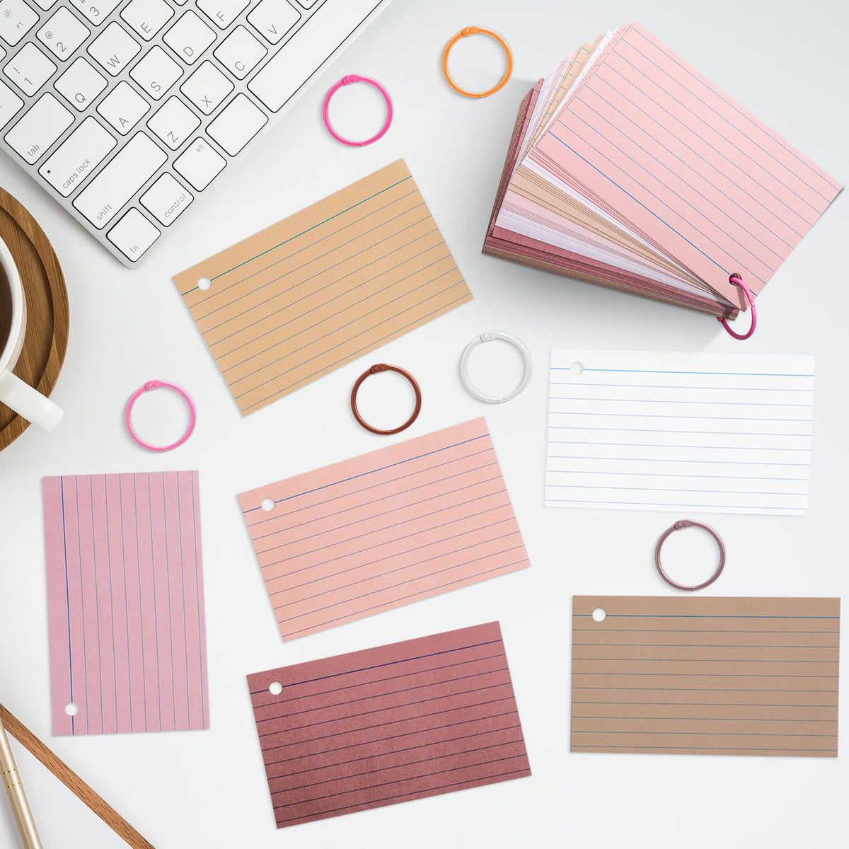Leelosp 3 x 5 in Colored Index Cards, Study Flash Cards, Pink Series