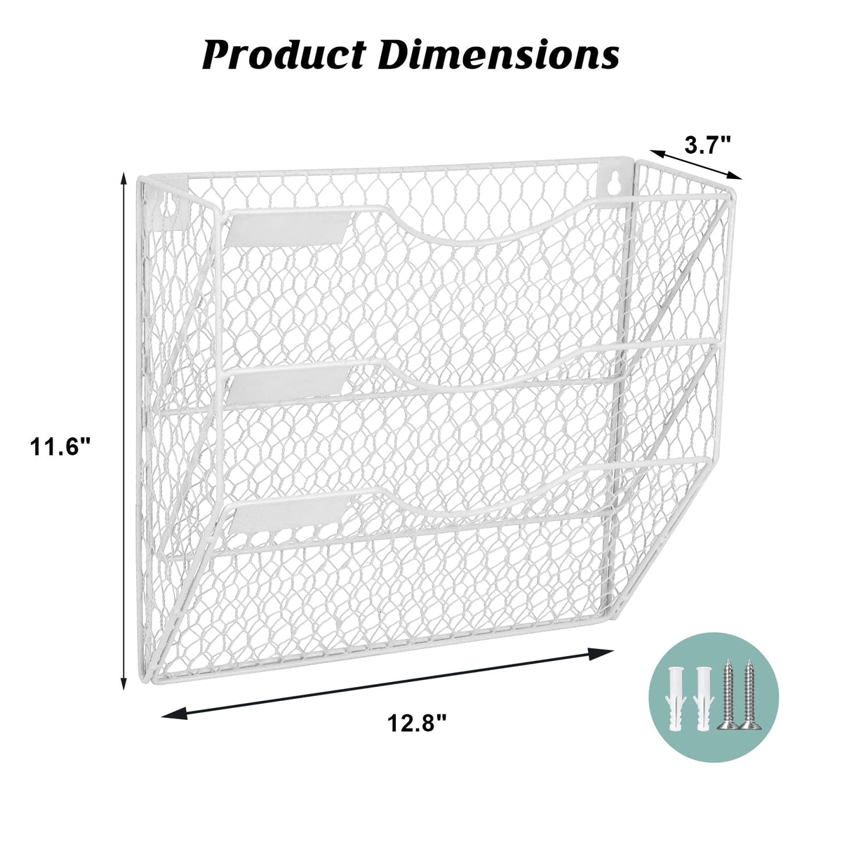 EASEPRES Mail Organizer Wall Mount Hanging File Holder Storage, Metal Chicken Wire Magazine Rack 3