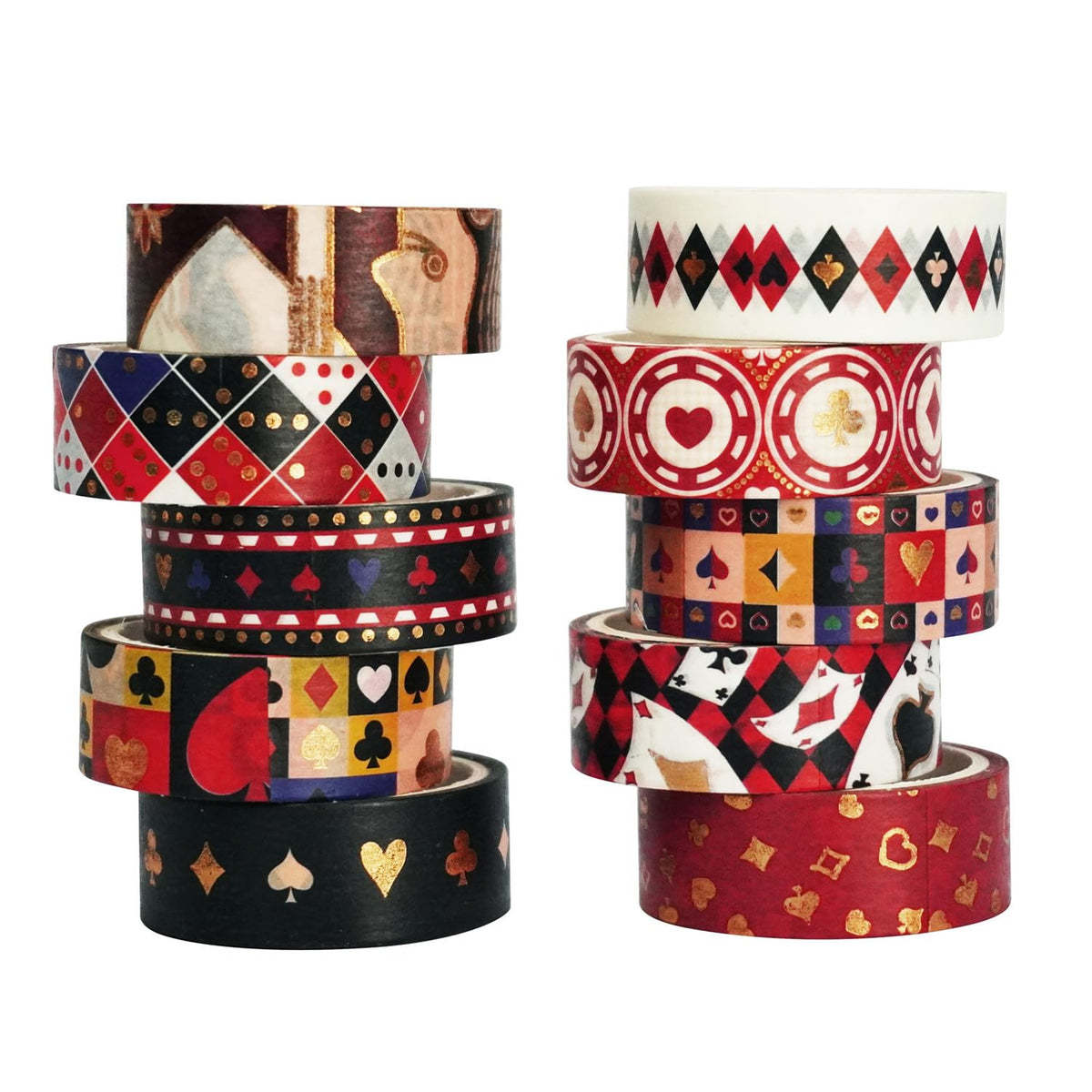 VIVIQUEN Vintage Poker Gold Washi Tape Set, 15mm Vintage Masking Tape Decorative Tape for DIY