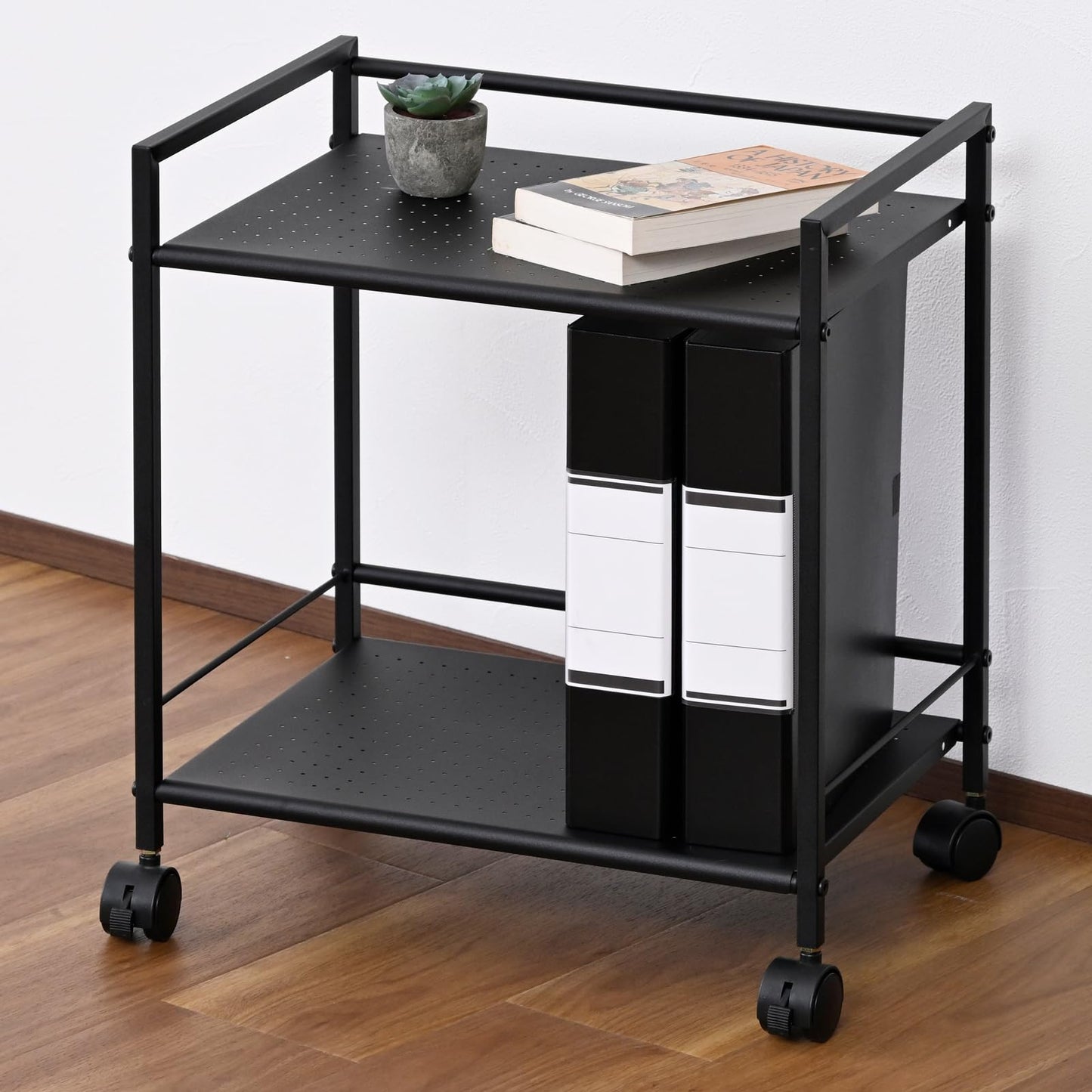 Yamazen CPR-50432C(BK) Steel Rack, 2 Tiers, Overall Load Capacity 44.1 lbs (20 kg), A4 Compatible