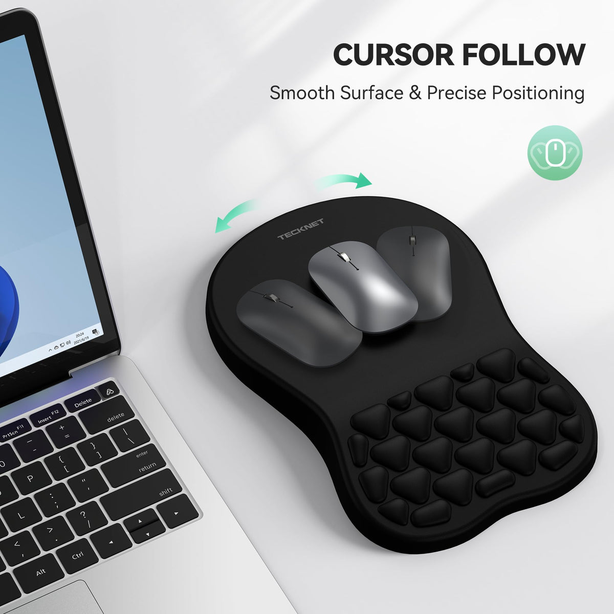 TECKNET Ergonomic Mouse Pad with Wrist Rest,Soft Comfortable Massage Design
