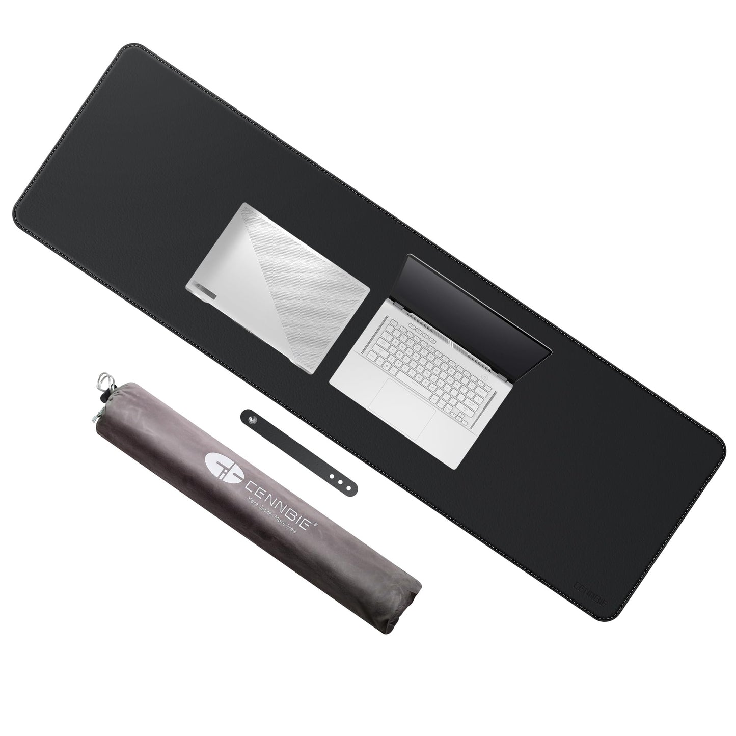 CENNBIE Leather Desk Mat, 51.2" x 16" Desk Pad for Full Desk (Black)