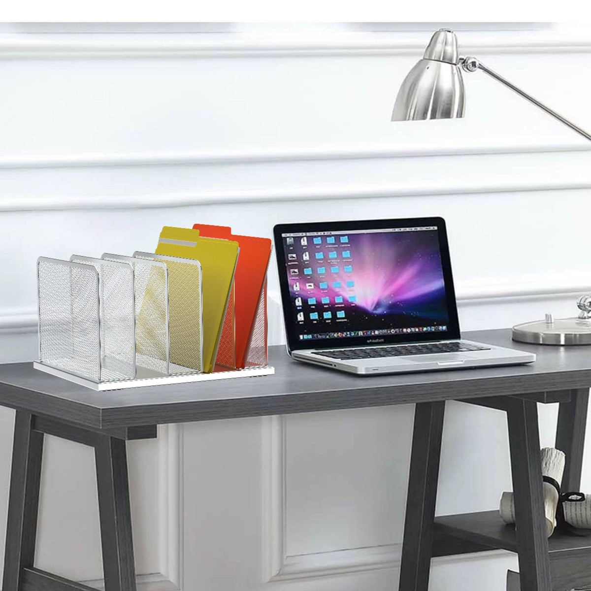 Kuntine.B Desk File Organizer Upright Mesh Desktop Organizer File Sorter Office Organization File