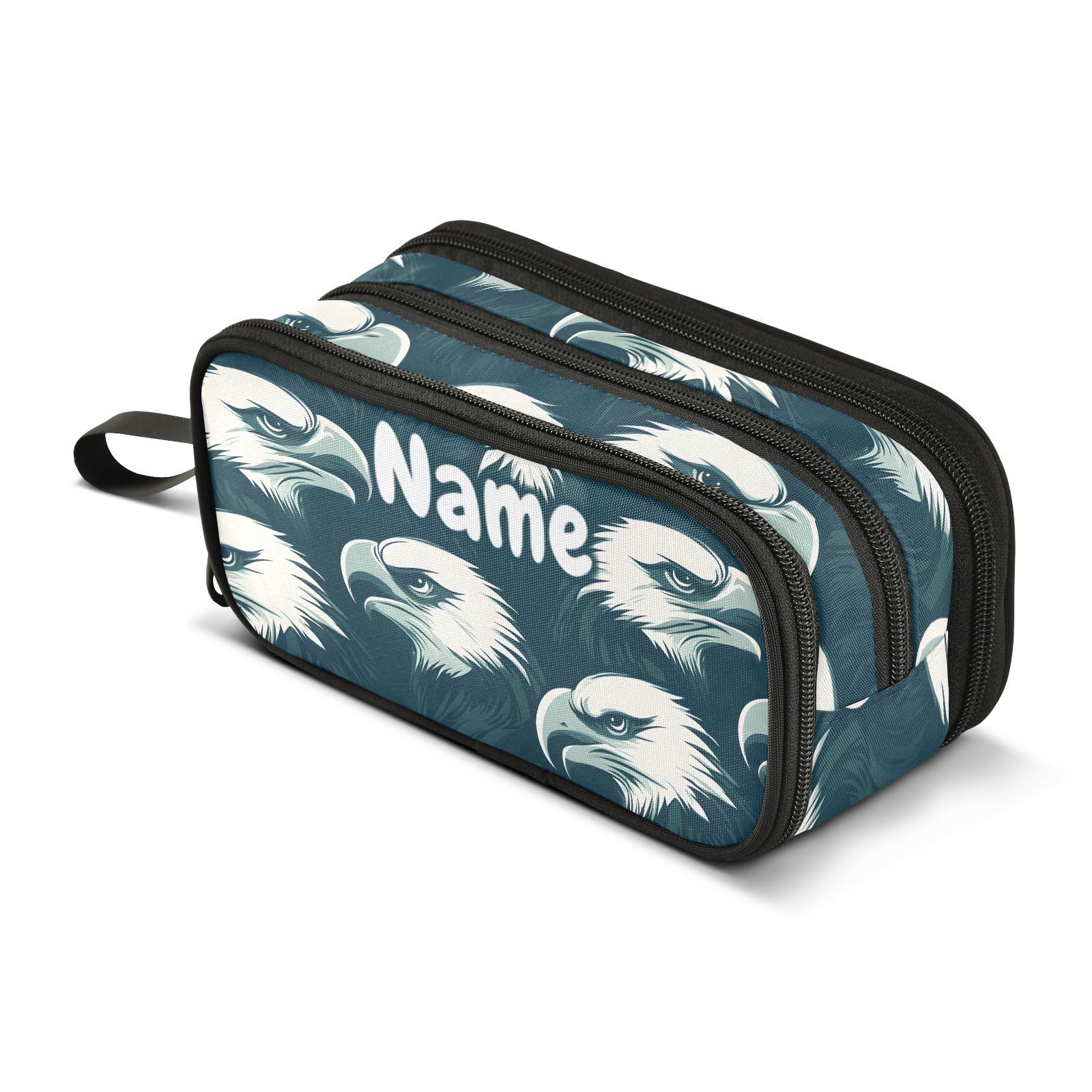 BOENLE Custom Eagles Head Pencil Case Box Boys Girls Personalized Name Large Pencil Pouch