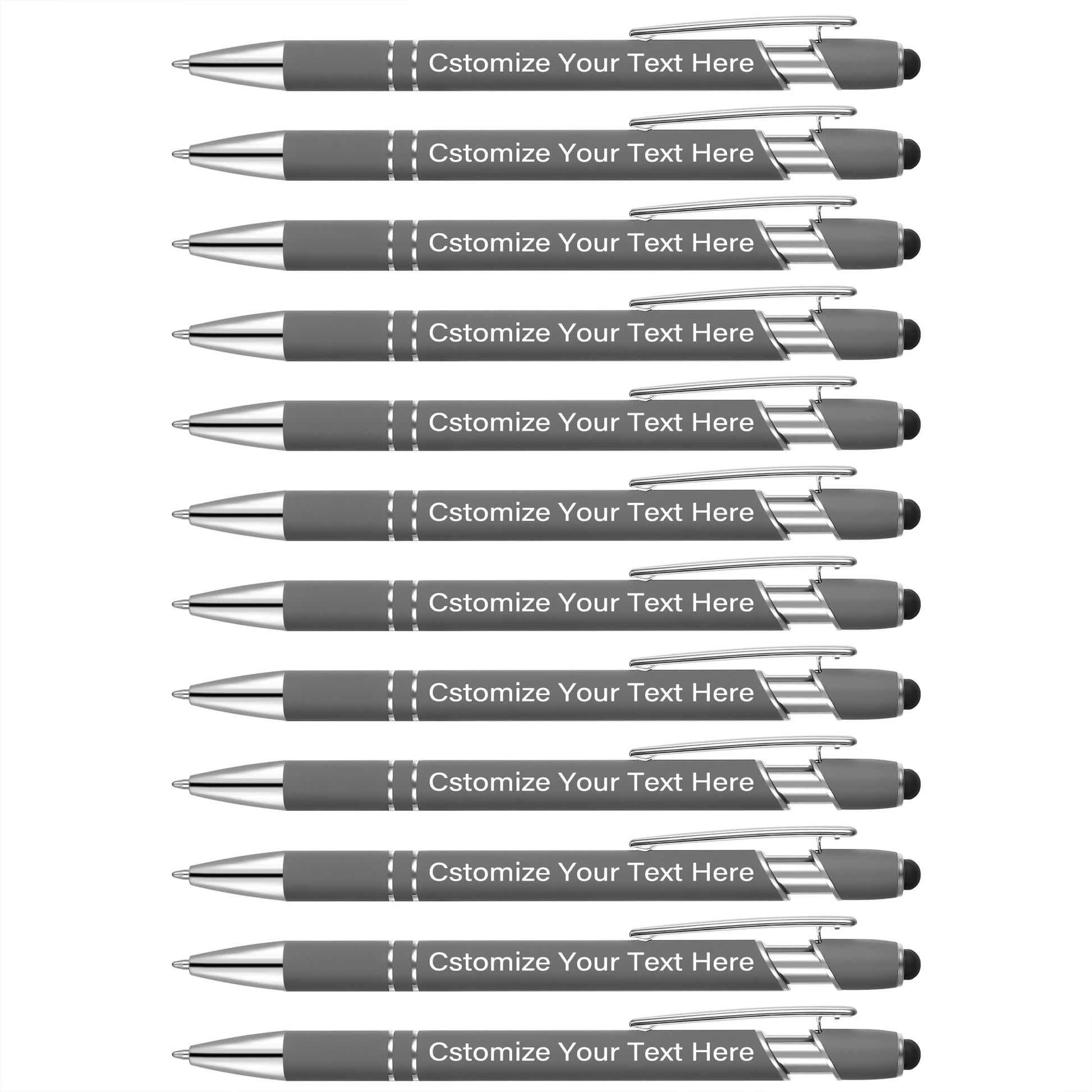Kingluu 12 Pcs Personalized Ballpoint Pens with Stylus,Smooth Writing,Black Ink Custom Pens with