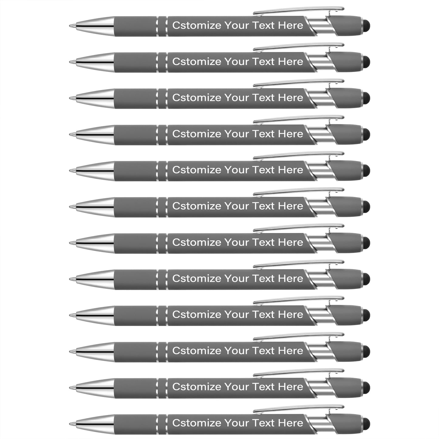 Kingluu 24 Pcs Personalized Ballpoint Pens with Stylus,Smooth Writing,Black Ink Custom Pens with