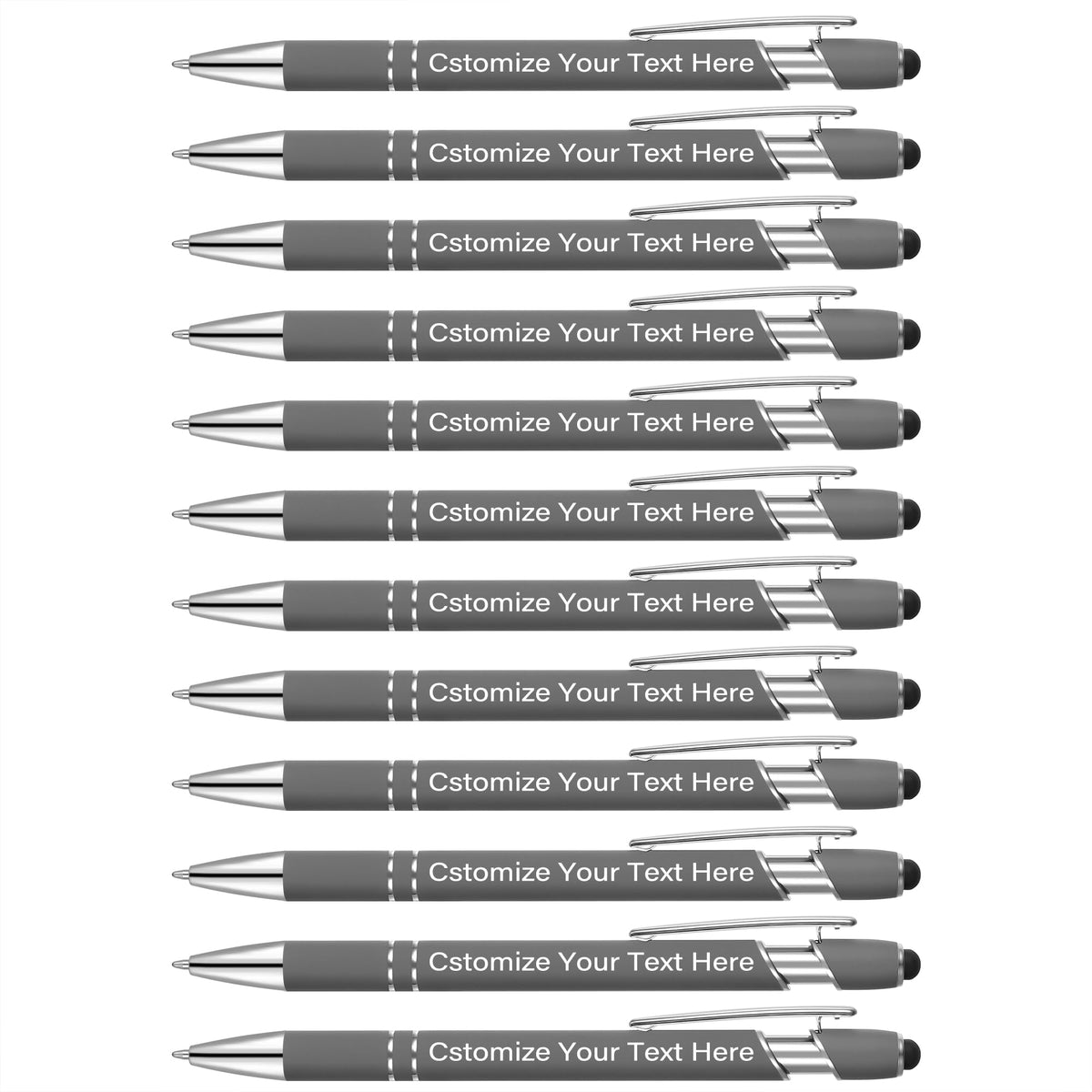 Kingluu 24 Pcs Personalized Ballpoint Pens with Stylus,Smooth Writing,Black Ink Custom Pens with