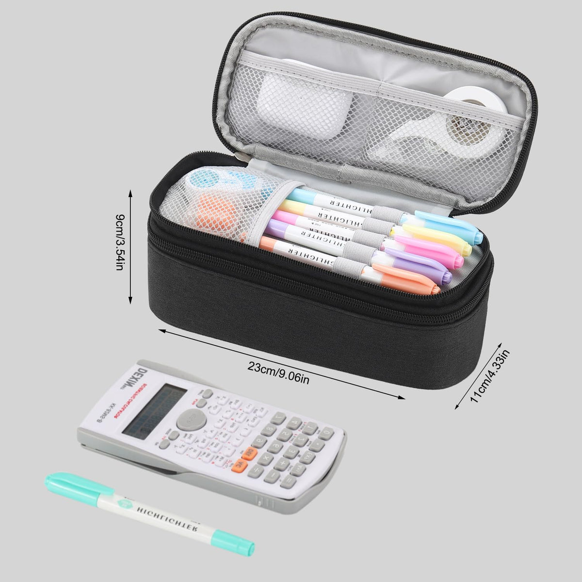 Large Pencil Bag for Boys Teens Kids School Zipper Pencil Pouch Black