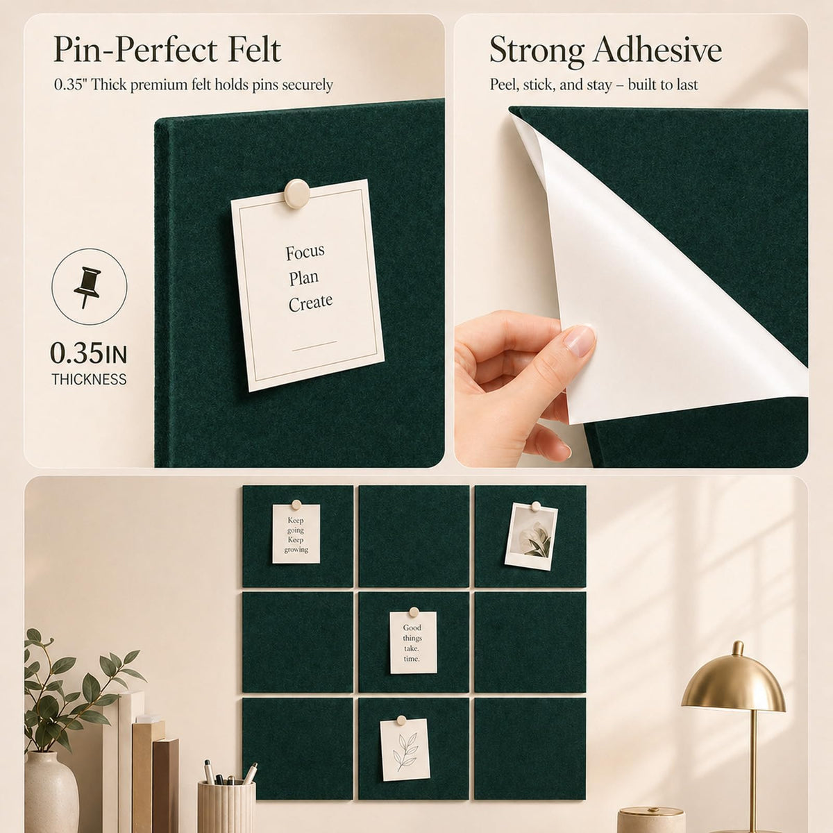 Baysola Felt Bulletin Board Tiles, Cork Board Alternative, 48 x 36 in