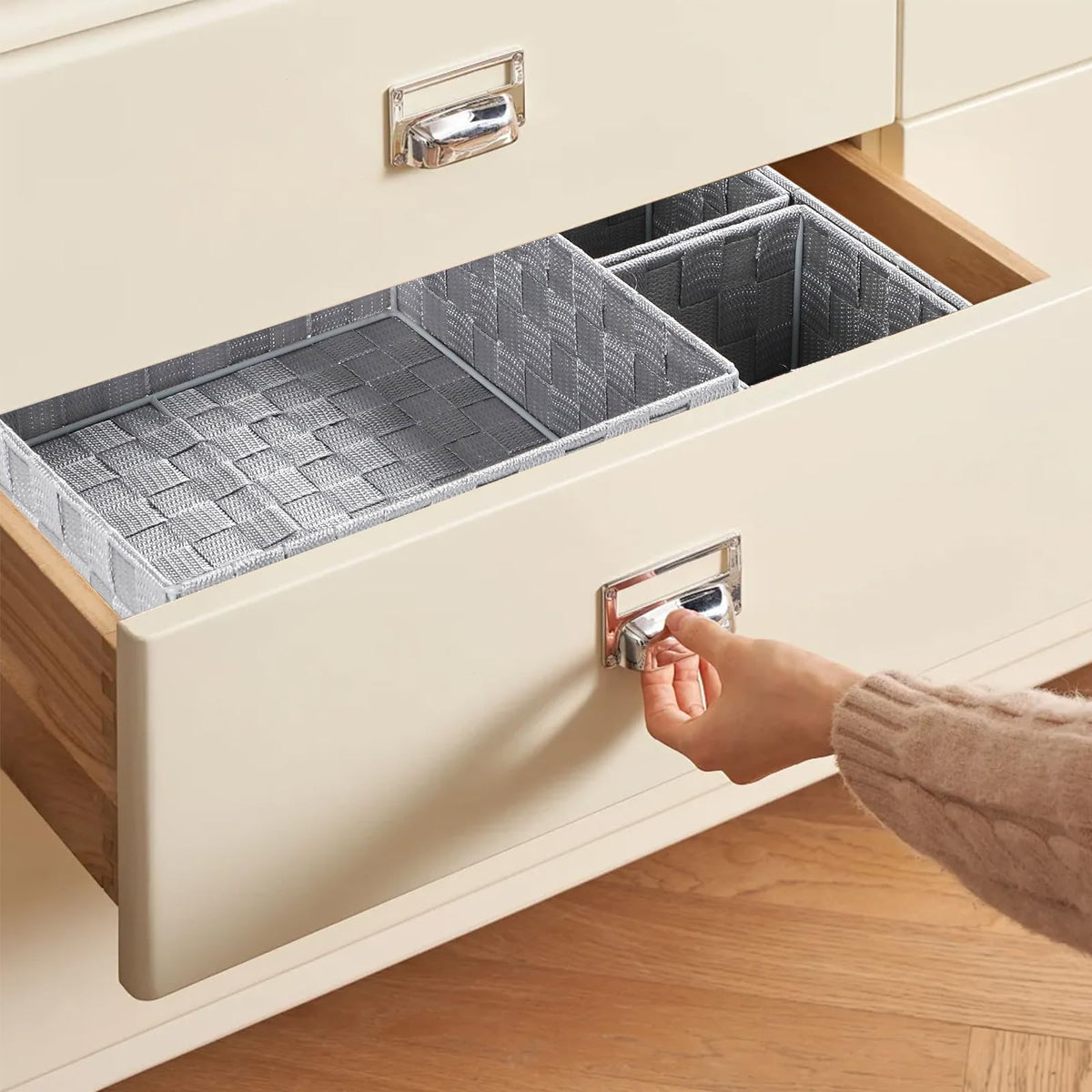 Posprica Small Baskets for Organizing(7 Set) Woven Storage for Shelves, Bathroom, Decorative Closet