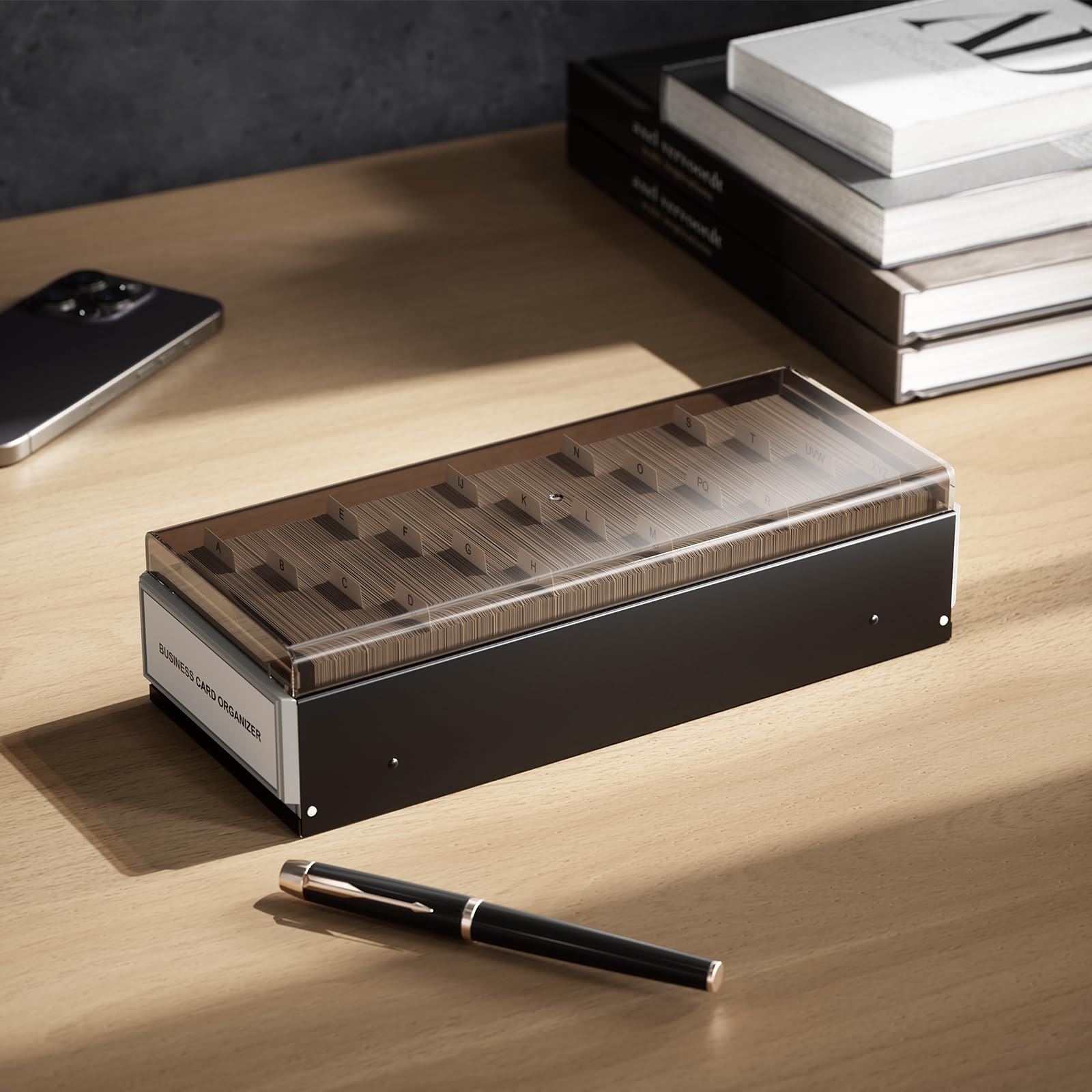 MaxGear Business Card Holder for Desk, Capacity: 800 Cards (3.5” x 2.2”)