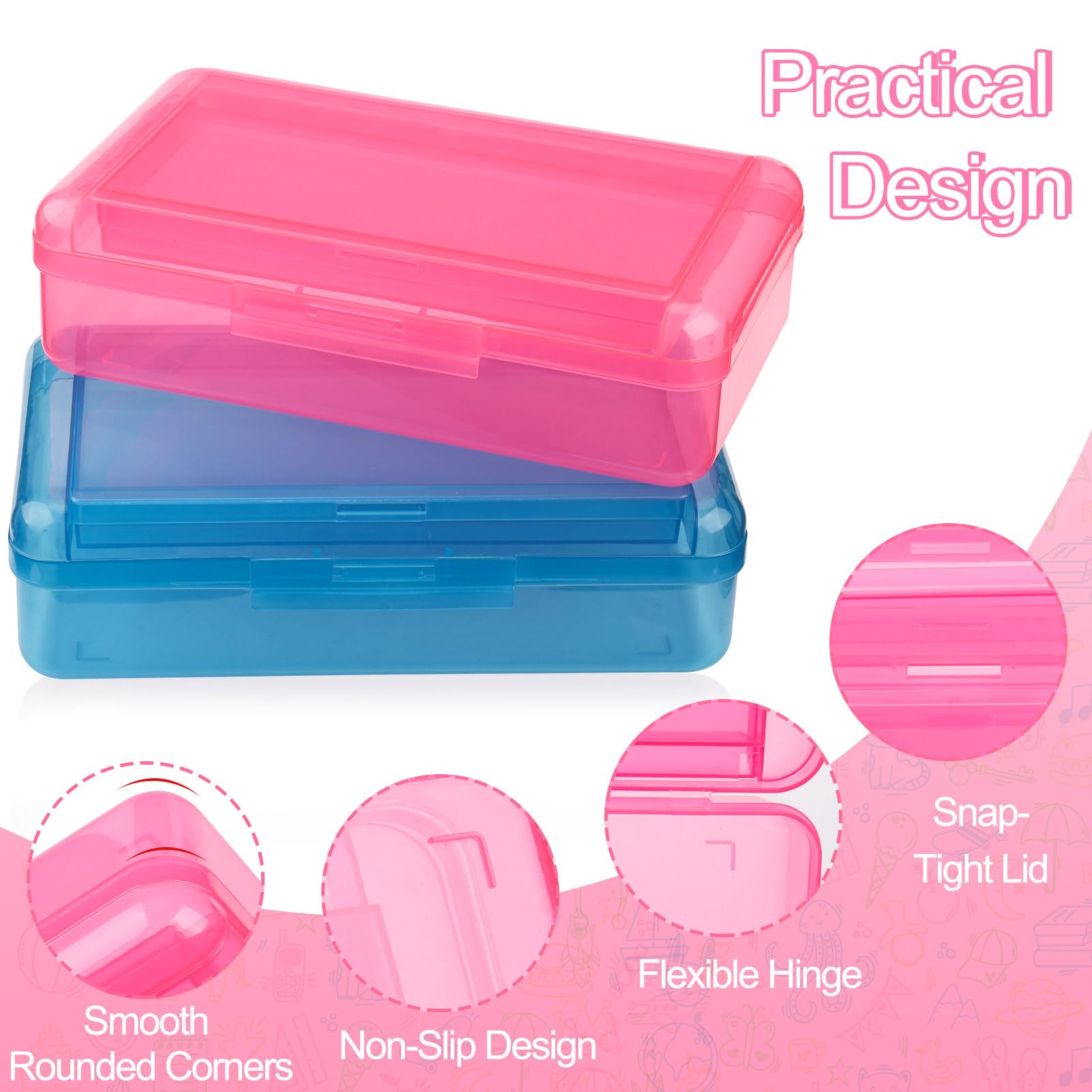 Meiikun Pencil Box, Large Capacity Pencil Boxes 2 Compartments, Hard Pencil Case with Snap-tight