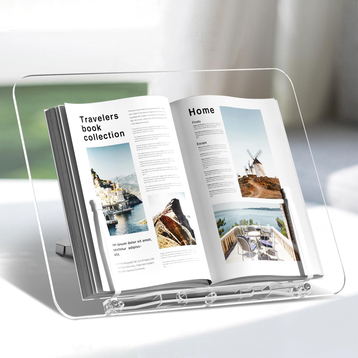 Acrylic Book Stand, Angle Adjustable Book Display Stand,Foldable Cookbook Stand, Lightweight Book