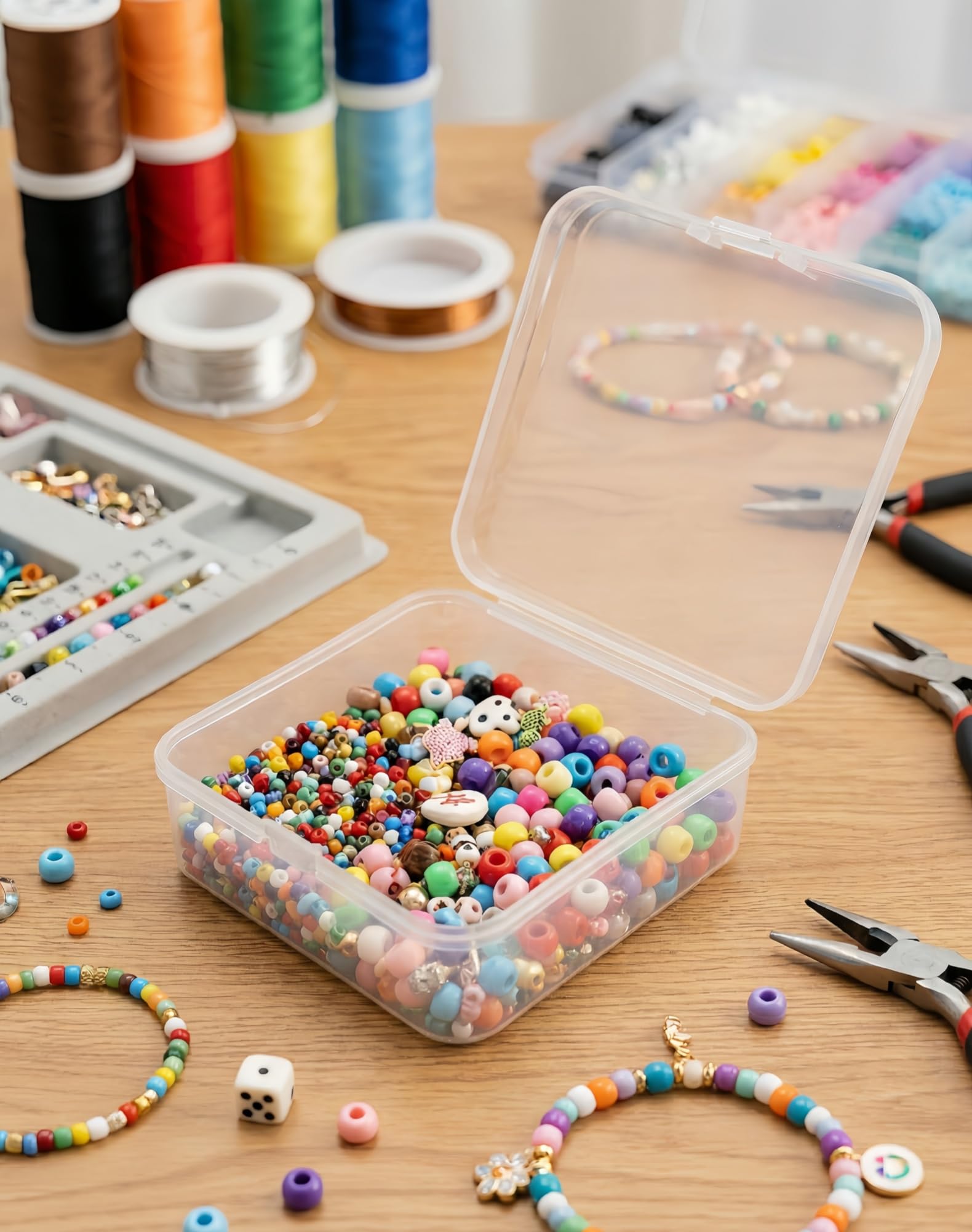 LJY 18 Clear Plastic Boxes, 3.7 x 3.7 x 1.4 in for Small Parts
