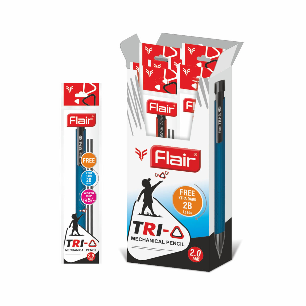 FLAIR Creative Series 2.0mm Tri-o Mechanical Pencil | Retractable Mechanism With Extra Dark 2B