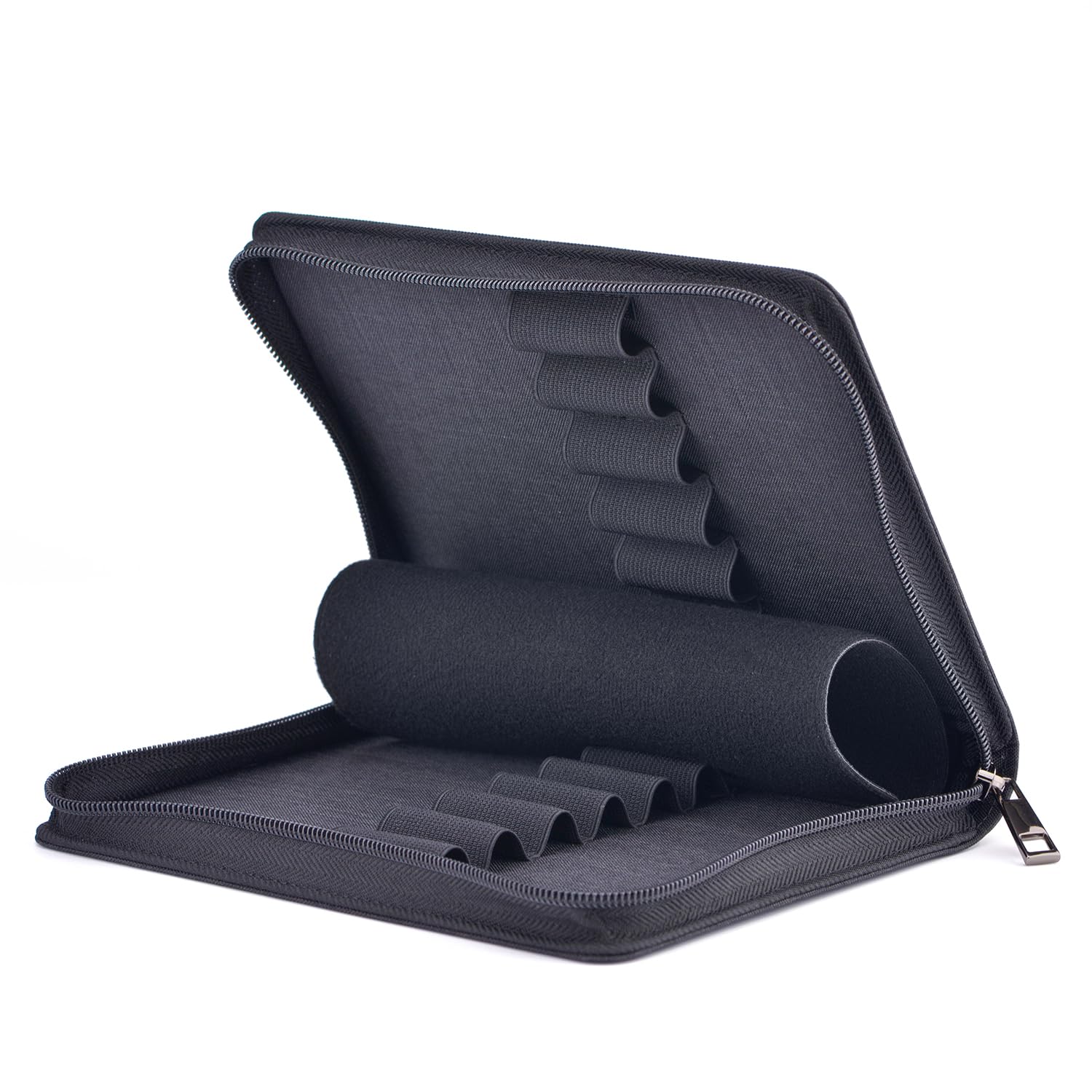 Asvine 12 Fountain Pen Case Black Organizer Bag - Premium Waterproof Canvas Pen Display Holder