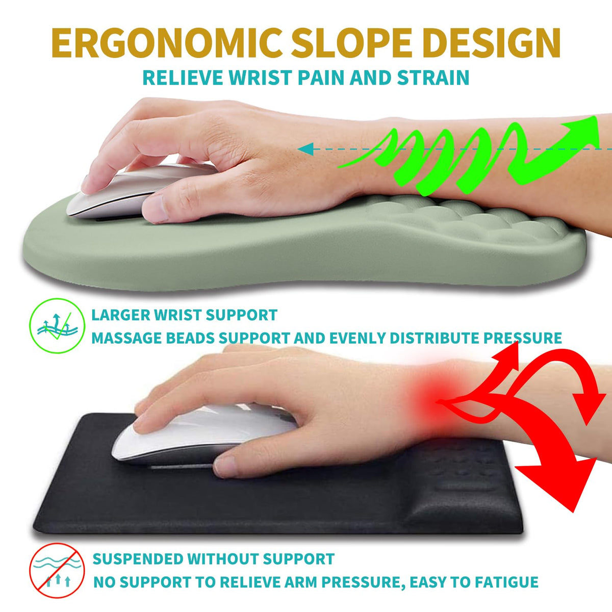 Hokafenle 2 in 1 Ergonomic Mouse Pad Wrist Support & Wrist Rest for Computer Keyboard Set, with