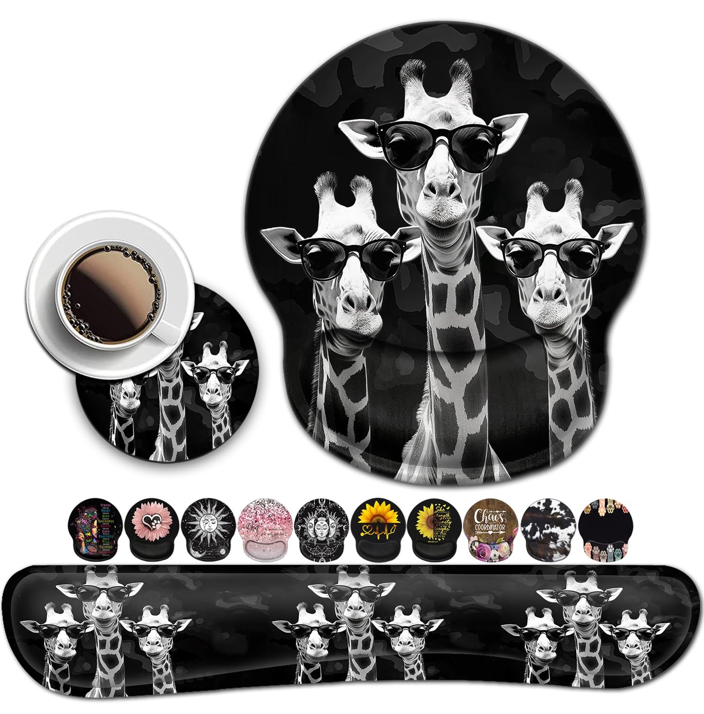 Computer Mouse Desk Pad, Mouse Pad Wrist Protector Printed with Cool Giraffes, Ergonomically