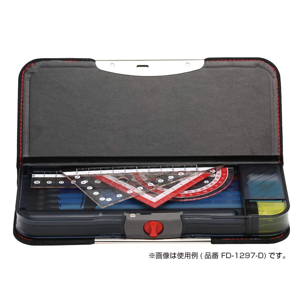 Sonic FD-1297-D Allock Pencil Case, Double-Sided Slim, Tough Cover, Brave, Black