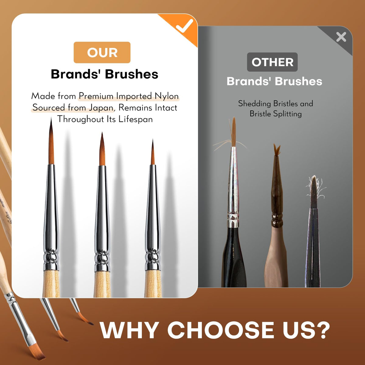 Golden Maple Miniature Paint Brushes 10pcs Detail Paint Brushes Flat Angle Filbert Fine Detail