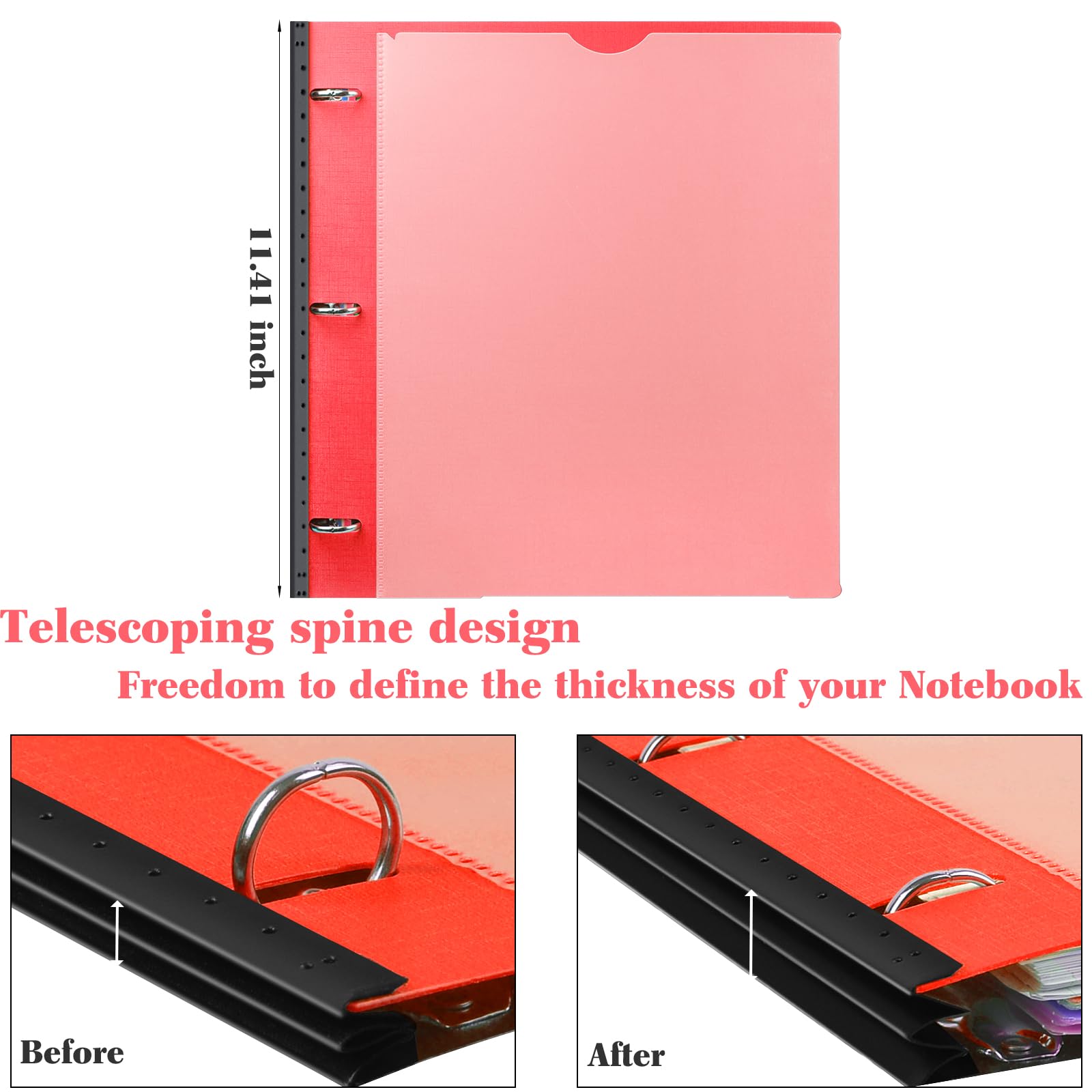 INFUN All-in-one Telescoping Binder Notebook- 2PCS, 3 Ring Notebook Binder with 1 Plastic Movable