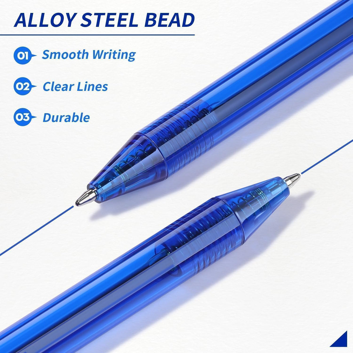 Sikao Blue Pens Bulk, 60 Pack Retractable Ballpoint Pens Blue Ink