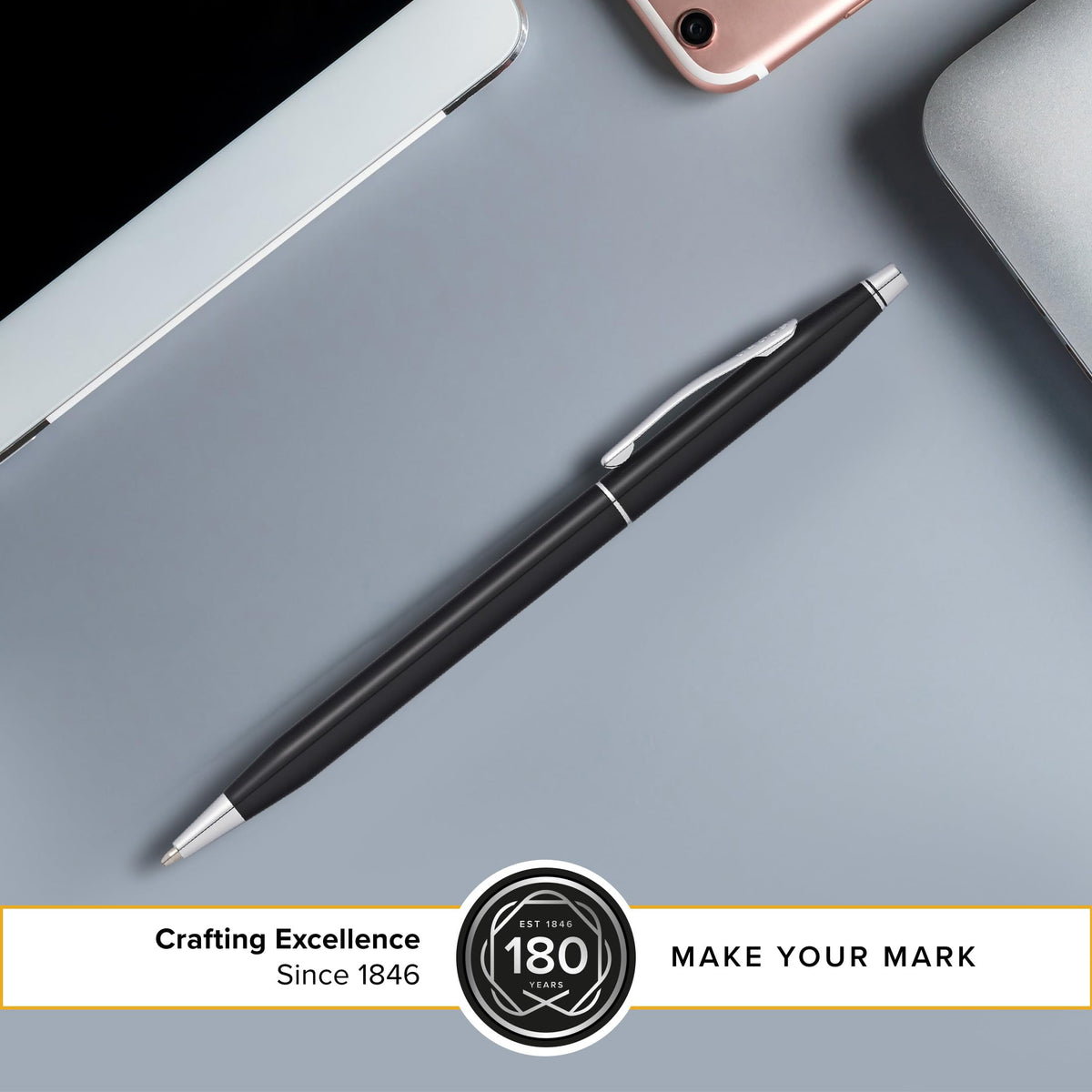 Cross Classic Century Black Lacquer Ballpoint Pen, Medium Point, Black Ink