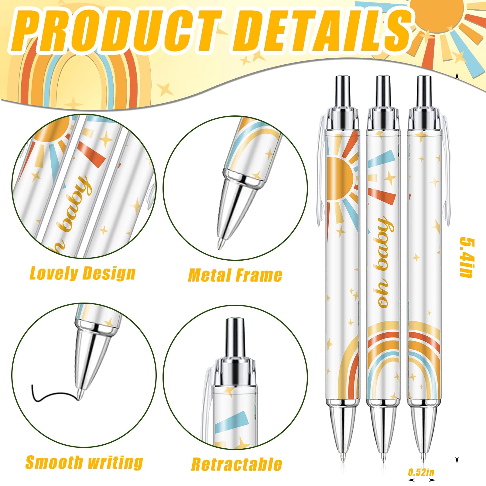 145 Pieces Sun Baby Shower Favors for Guest Here Comes the Son Ballpoint Pens and Keychains Gifts