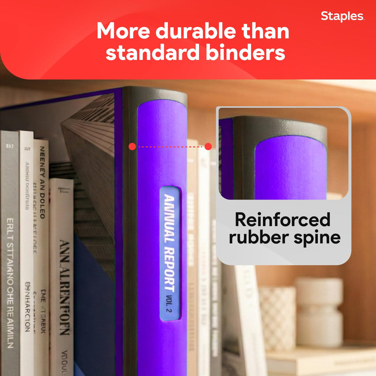 Staples Better 3-Inch D-Ring Binder, Purple, Heavy-Duty