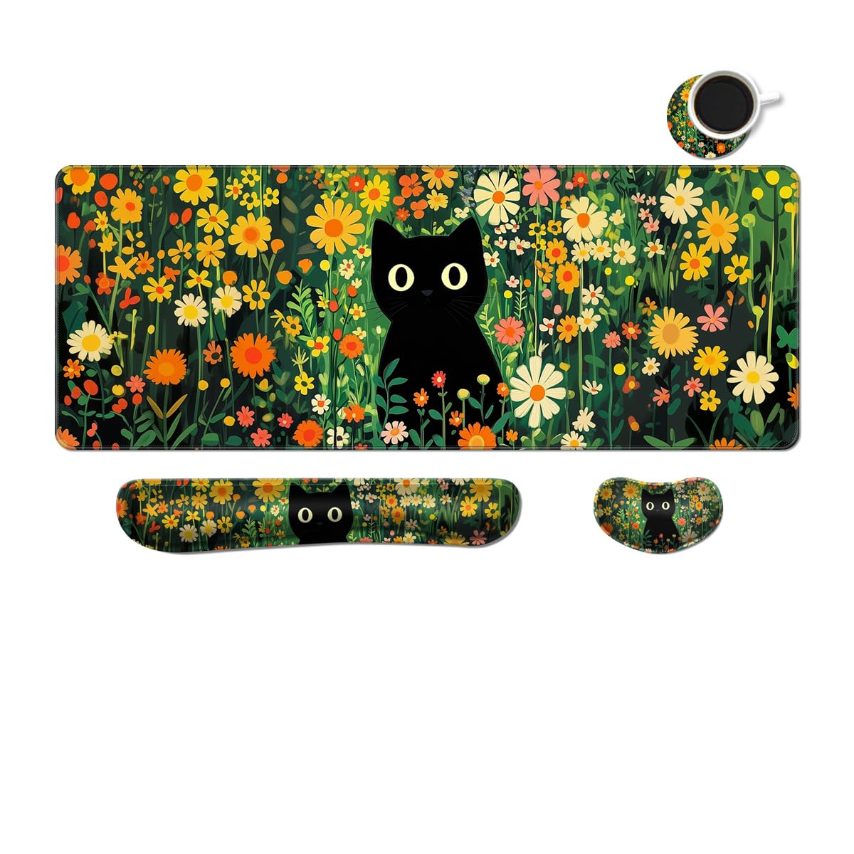 Desk Mat, Large Gaming Mouse Pad with Wrist Rest, 4 in1 XXL Mouse pad+Keyboard Wrist Rest+Mouse Pad