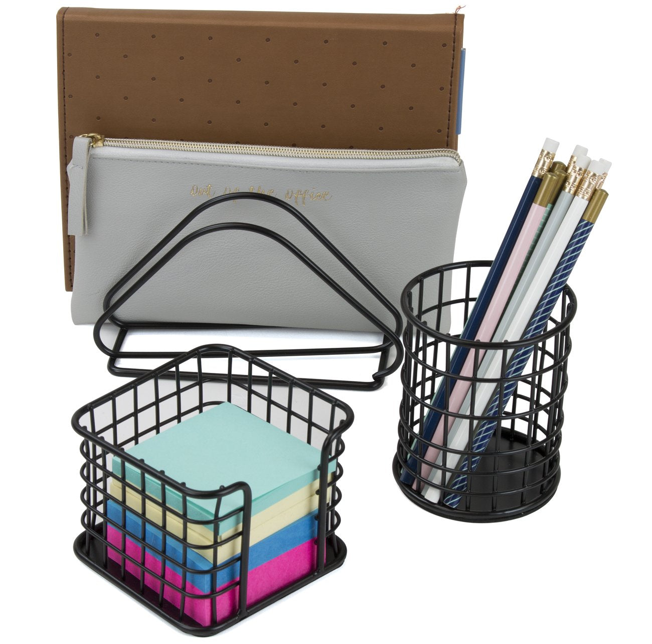 Sorbus Desk Organizer Set, 5-Piece Desk Accessories Set Includes Pencil Cup Holder, Letter Sorter