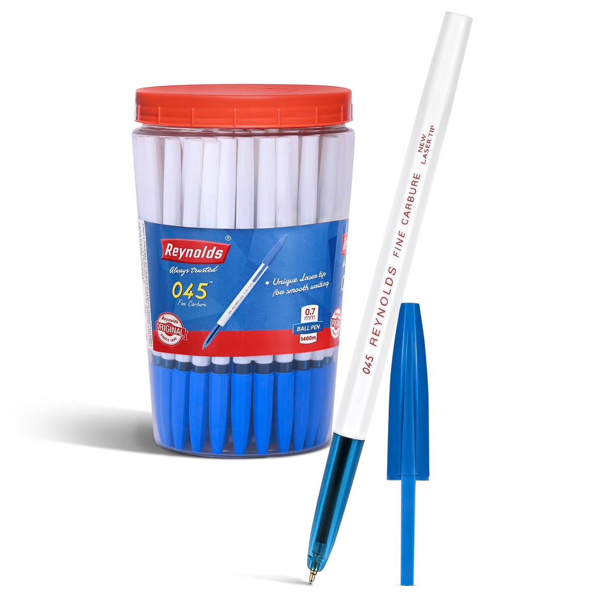 Reynolds 045 60 PENS BLUE | PENS WITH COMFORTABLE GRIP |BALL PENS FOR WRITING | PEN FOR STUDENTS &