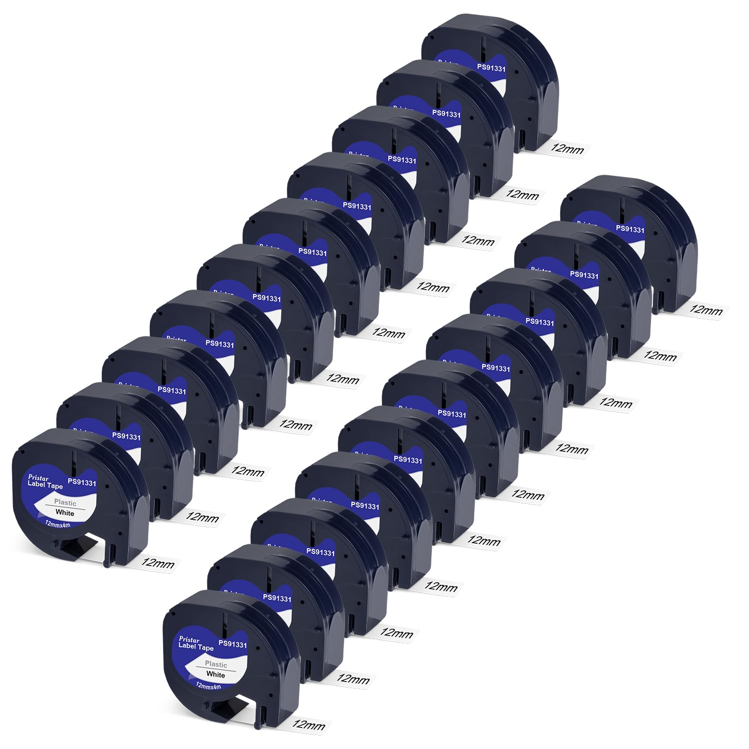 Pristar 20-Pack 91331 Replacement for DYMO LetraTag 91331 Label Tape 12mm