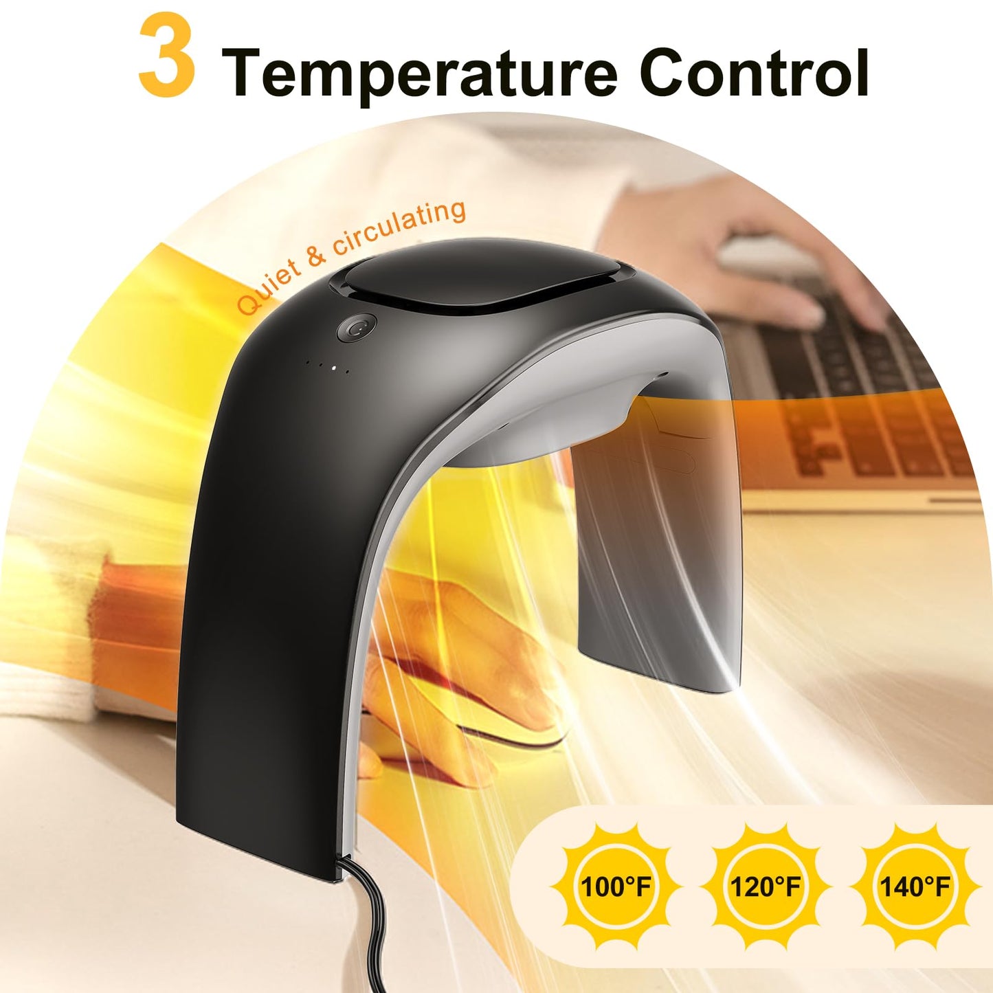 Nauttxon Desk Mouse Pad Hand Warmer Super Quiet 110v 100w - Black