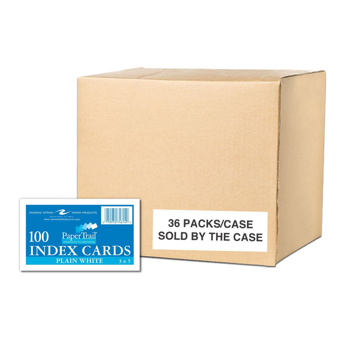 Roaring Spring Blank Index Cards 3"x5", 100 Each, Smooth 100# White Index Paper, Unruled, Blank on