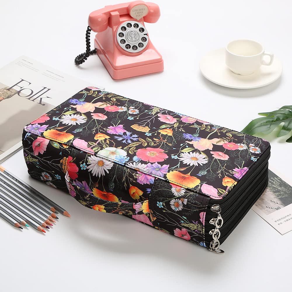 Lbxgap 300 Slots Pencil Case 4-Layer Zipped Holder w/Handle