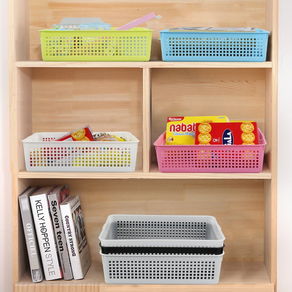 Obstnny Paper Organizer Basket, Plastic File Baskets, Colorful (6 Packs)
