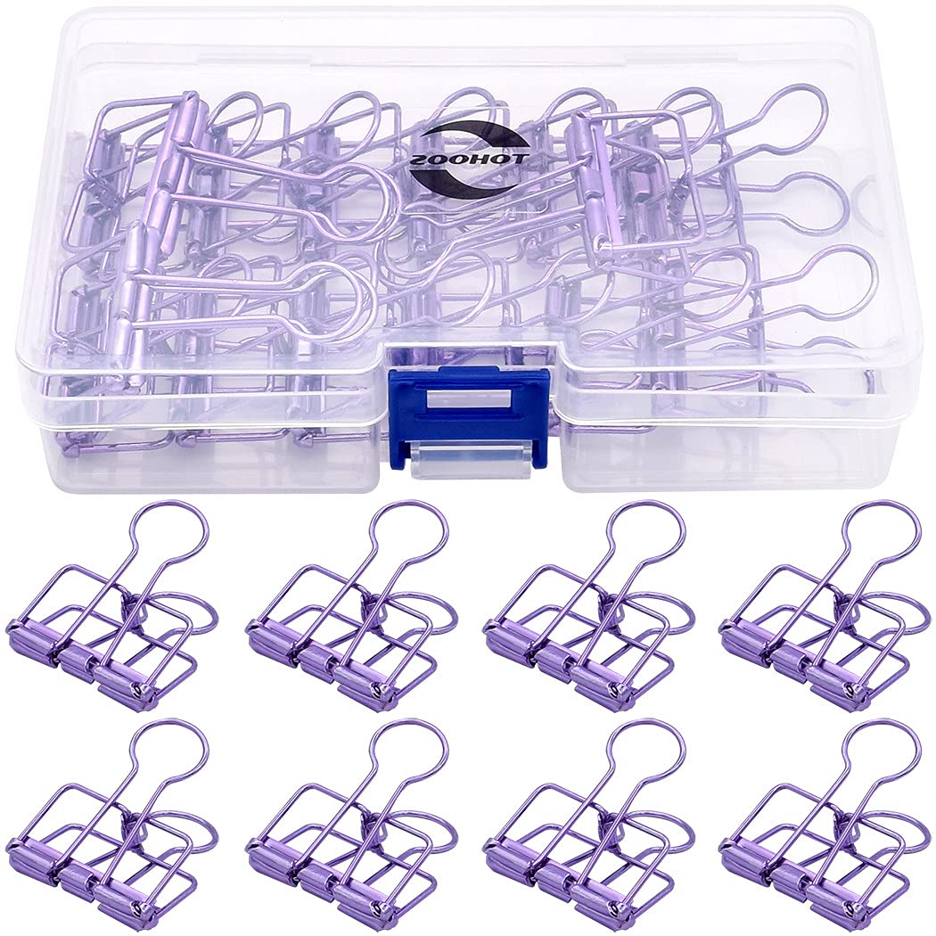 Binder Clips Paper Clamps 32mm Clips for Office School Supplies (Purple)