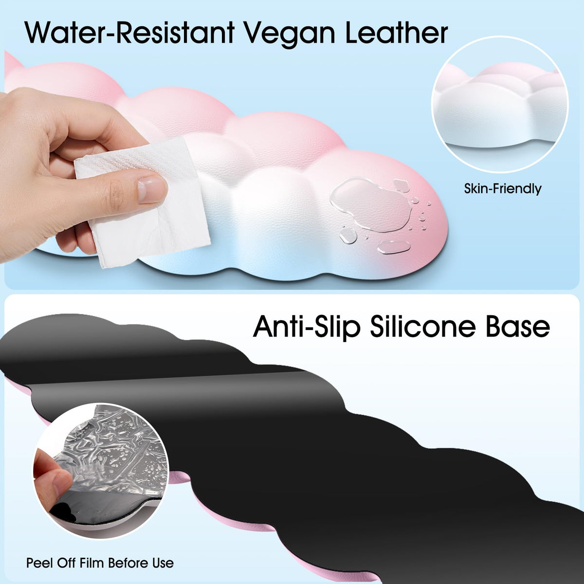 Retuhapy Cloud Wrist Rest Keyboard Cushion and Cloud Mouse Pad, Rainbow