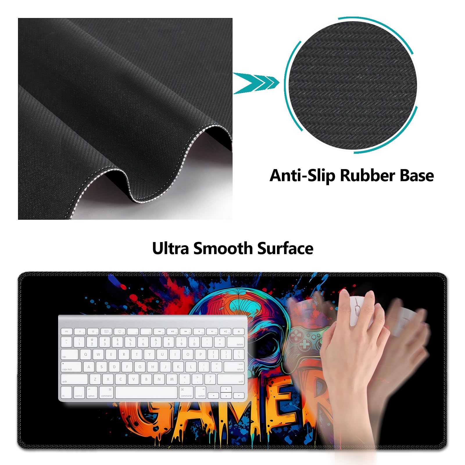 AIMSA Large Gaming Mouse Pad Set, Keyboard Wrist Rest Support + Extended Mouse Pad + Mouse Wrist