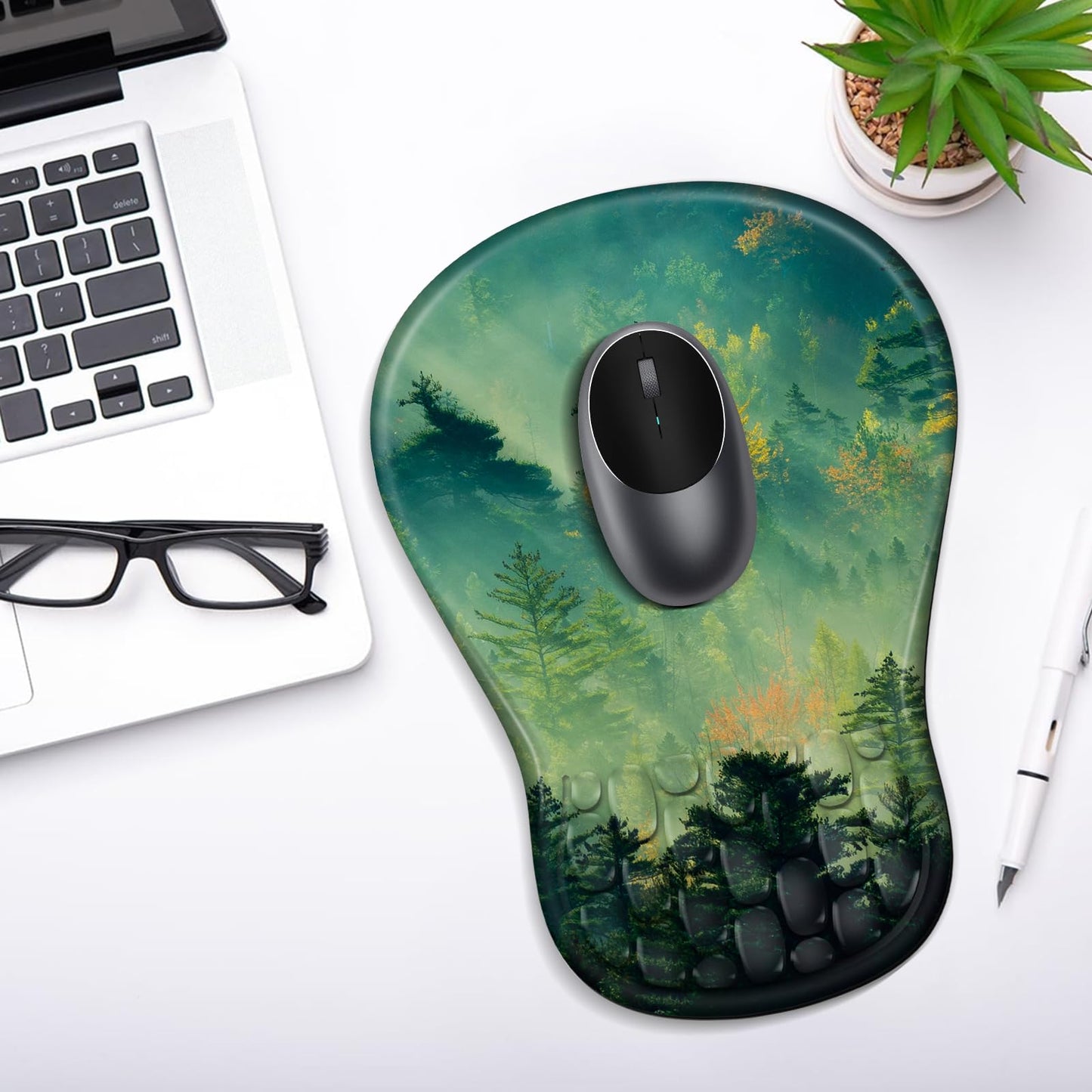YIWEI Ergonomic Mouse Pad with Wrist Rest for Carpal Tunnel Pain Relief