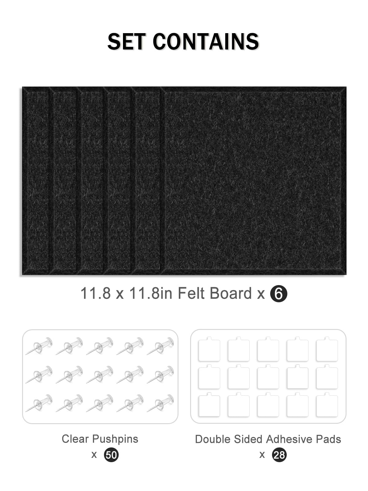 Hsurbtra Large Cork Board for Wall 36 x 24 Inch, 6 Pack Felt Bulletin Notice Board with Pushpins
